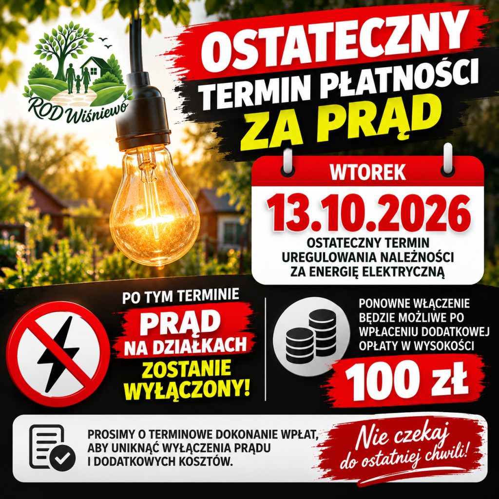 Ostateczny termin płatności za prąd